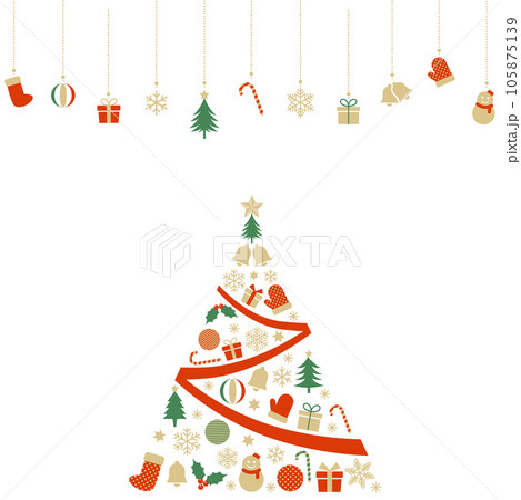 アイコンのクリスマスツリーとオーナメントのイラスト 105875139