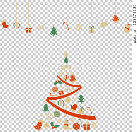 アイコンのクリスマスツリーとオーナメントのイラスト 105875139