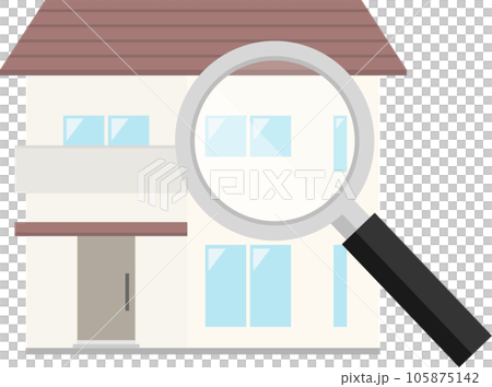 虫眼鏡と家のイラスト 虫眼鏡と家のイラスト 105875142