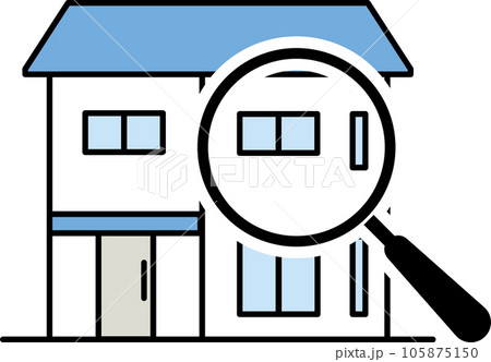 虫眼鏡と家の線画アイコン(カラー) 虫眼鏡と家の線画アイコン(カラー) 105875150