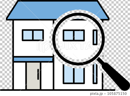 虫眼鏡と家の線画アイコン(カラー) 虫眼鏡と家の線画アイコン(カラー) 105875150