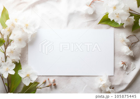 A mock-up of a white tag in white colors, an invitation card for a wedding 105875445