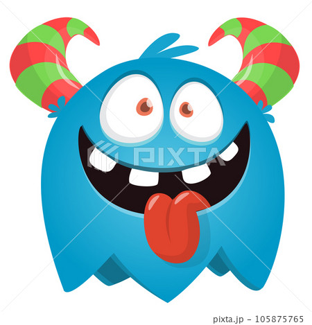 Funny cartoon monster showing tongue. Vector monster illustration 105875765