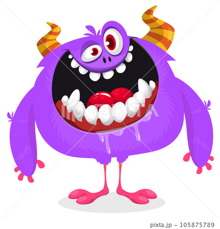 Funny cartoon monster. Vector monster illustration 105875789