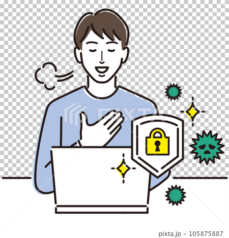 A man who feels relieved about security measures 105875887