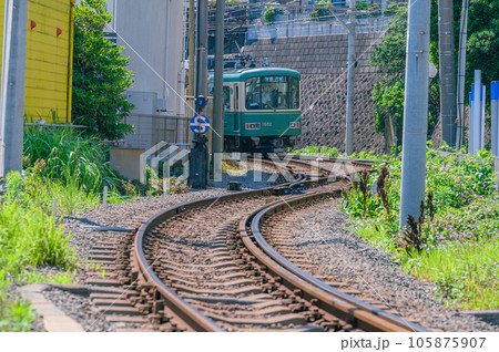 江ノ電、紫陽花　七里ヶ浜駅 105875907