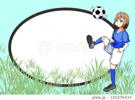 女子サッカー、リフティングをする女の子、フレーム2 女子サッカー、リフティングをする女の子、フレーム2 105876434