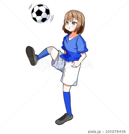 女子サッカー、リフティングをする女の子 女子サッカー、リフティングをする女の子 105876436