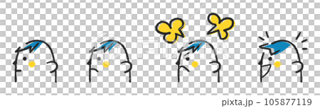 Emotions icon set illustration material of a man facing sideways Emotions icon set illustration material of a man facing sideways 105877119