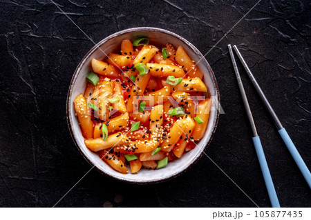 Tteokbokki or topokki, Korean street food, spicy rice cakes Tteokbokki or topokki, Korean street food, spicy rice cakes 105877435