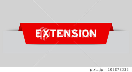 Red color inserted label with word extension on gray background 105878332