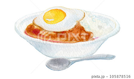 水彩イラスト　カレーライス　洋食屋 105878516