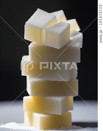 Realistic cubes black background long shot focused. 105878728