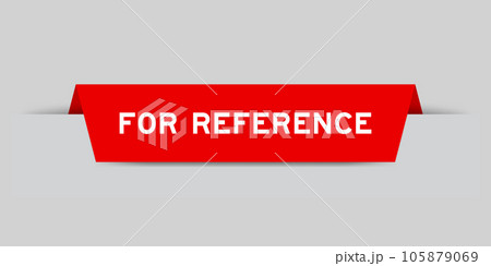 Red color inserted label with word for reference on gray background 105879069