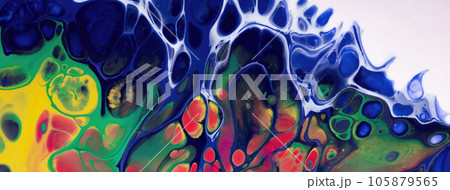 Abstract fluid art background navy blue, red and green colors. Liquid marble. Acrylic painting with gradient and splash. Abstract fluid art background navy blue, red and green colors. Liquid marble. Acrylic painting with gradient and splash. 105879565