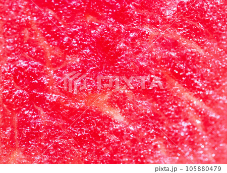 Abstract or texture background of sweet watermelon bright red. Natural pattern used to make wallpaper website along walls of houses, building. Creative summer concept, fashionable trendy flat lay 105880479
