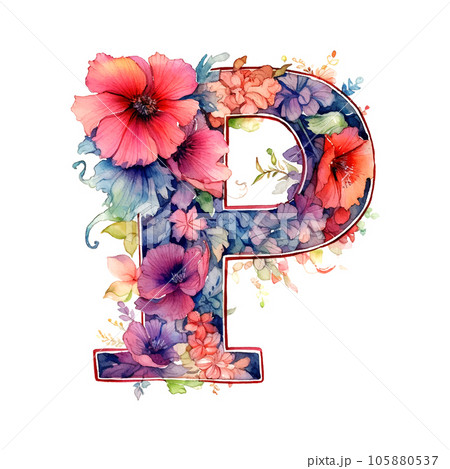 Modern monogram P watercolor, great design for any purposes. alphabet 105880537