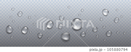Realistic rain drops, air bubblies, oxygen on the transparent background. Vector Realistic rain drops, air bubblies, oxygen on the transparent background. Vector 105880794