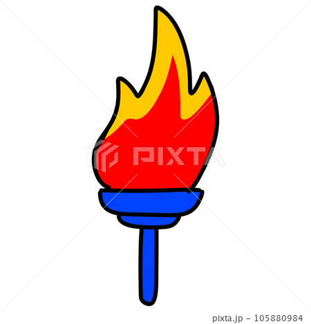 blue flame of fire icon, cartoon style 105880984
