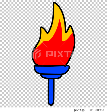 blue flame of fire icon, cartoon style 105880984