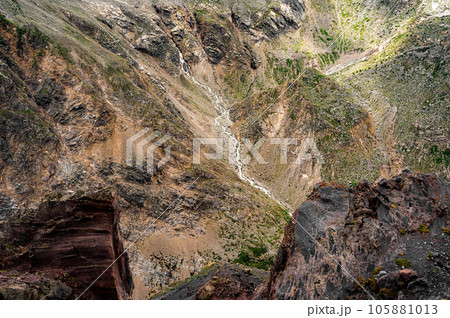 Mountains landscape. snow-capped peaks. Idyllic mountain background. Panoramic view of beautiful mountain landscape. mountaineering, trekking and mountain climbing 105881013