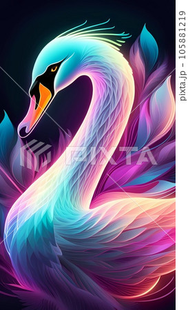 White swan with glowing body illustration 105881219