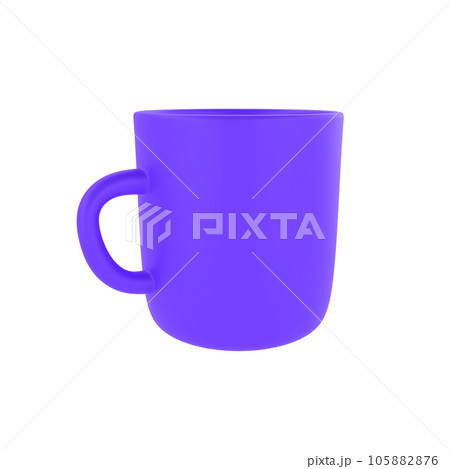 3d photo realistic violet cup icon mockup rendering. Design Template for Mock Up. ceramic clean mug with a matte effect isolated on white background with clipping path 105882876