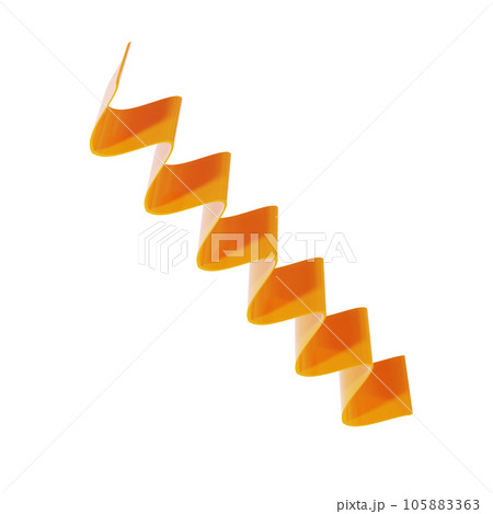 3d object golden shape wave ribbon metal object. Realistic glossy template decorative design illustration. Minimalist bright mockup isolated with clipping path 105883363