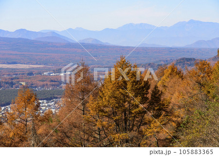 二十曲峠から見る秋の紅葉風景 105883365