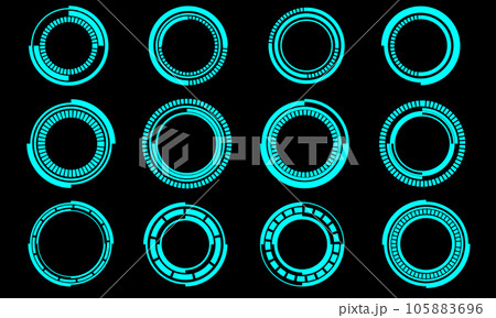 Set of sci fi blue circle user interface elements technology futuristic design modern creative on black background vector 105883696