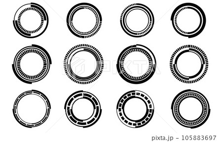 Set of sci fi black circle user interface elements technology futuristic design modern creative on white background vector 105883697
