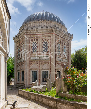 Sehzade Mehmet Turbesi, a beautiful mausoleum located in Fatih district of Istanbul, Turkey, beside Sehzade Mosque 105884277