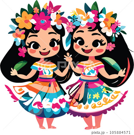 hawaii hula dancers watercolor clipart hawaii hula dancers watercolor illustration 105884571