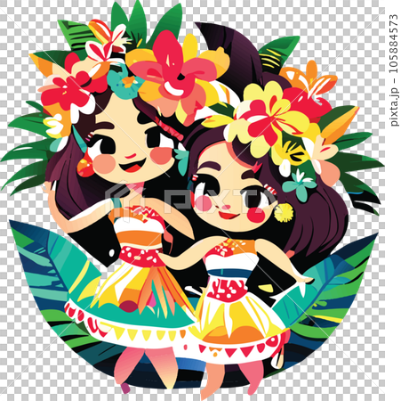 hawaii hula dancers watercolor clipart hawaii hula dancers watercolor illustration 105884573