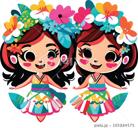 hawaii hula dancers watercolor clipart hawaii hula dancers watercolor illustration 105884575