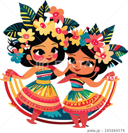 hawaii hula dancers watercolor illustration ai 105884578