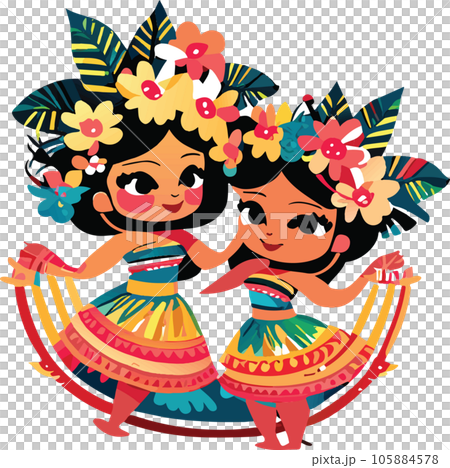 hawaii hula dancers watercolor illustration ai 105884578