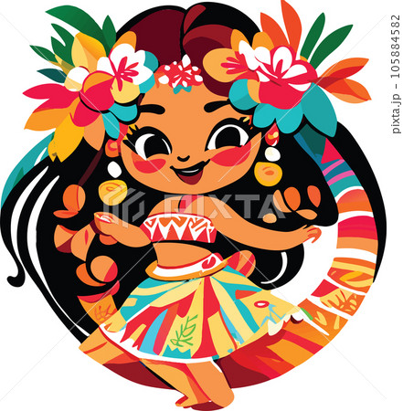 hawaii hula dancers watercolor illustration ai 105884582