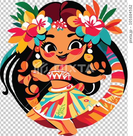 hawaii hula dancers watercolor illustration ai 105884582