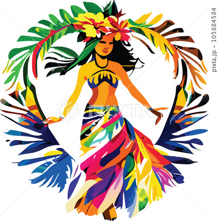 hawaii hula dancers watercolor illustration ai 105884584