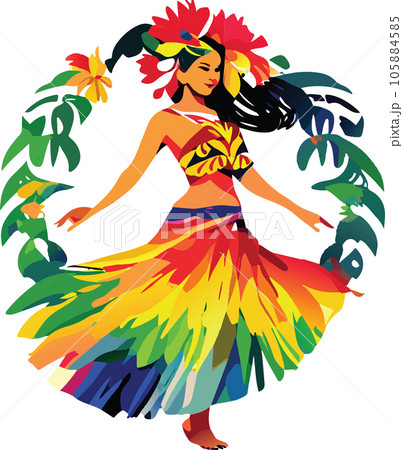 hawaii hula dancers watercolor illustration ai 105884585