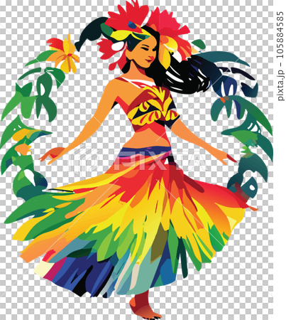 hawaii hula dancers watercolor illustration ai 105884585