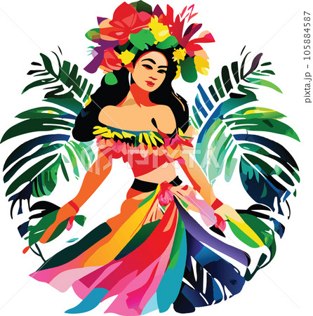 hawaii hula dancers watercolor illustration ai 105884587