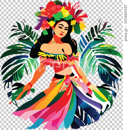 hawaii hula dancers watercolor illustration ai 105884587