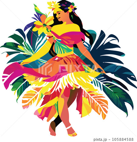 hawaii hula dancers watercolor illustration ai 105884588