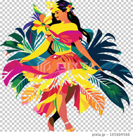hawaii hula dancers watercolor illustration ai 105884588