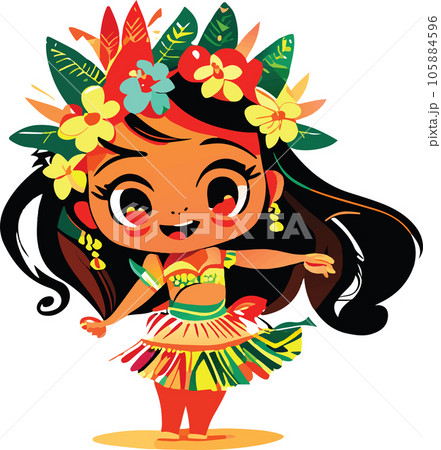 hawaii hula dancers watercolor illustration ai 105884596