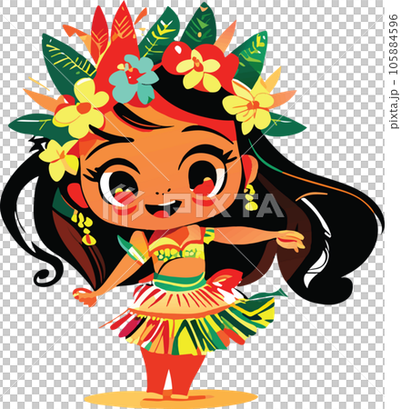 hawaii hula dancers watercolor illustration ai 105884596