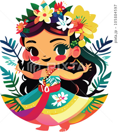 hawaii hula dancers watercolor illustration ai 105884597