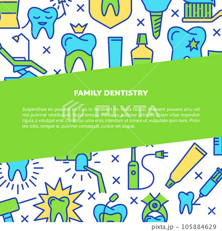 Family dentistry clinic banner template in line style 105884629